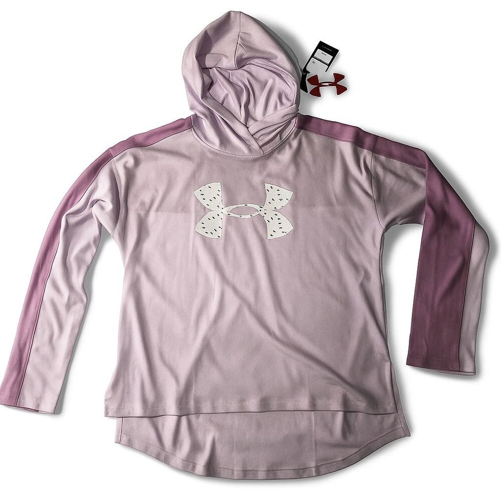 Under Armour Favorite Jersey Hoodie Girls' XLarge Purple & White Logo Athleisure - Picture 13 of 16